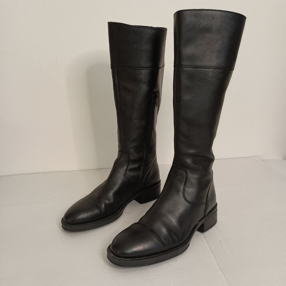 Frau Black Leather Knee High Boots Womens Size 8 - Picture 16 of 16
